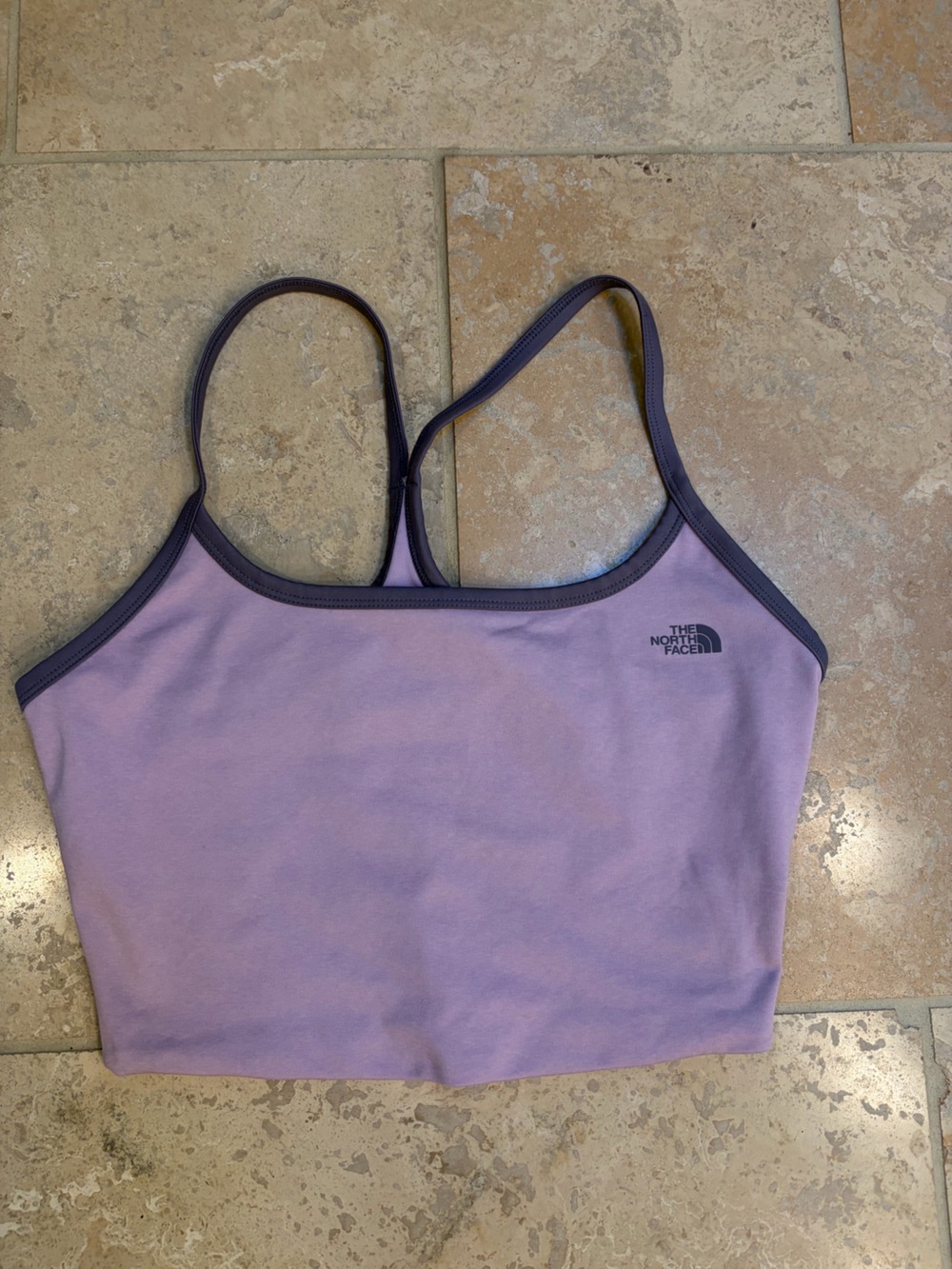 The North Face Lavender Cropped Sports Tank with Dark Violet Trim